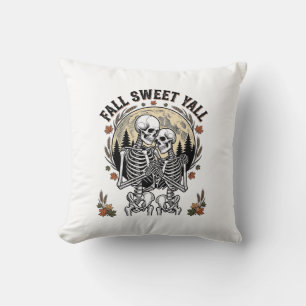 Fall Skeleton Couple Vintage Engraving Autumn Shir Cushion