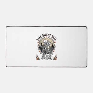 Fall Skeleton Couple Vintage Engraving Autumn Shir Desk Mat