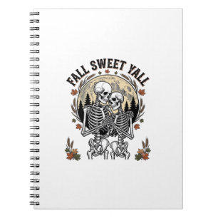 Fall Skeleton Couple Vintage Engraving Autumn Shir Notebook