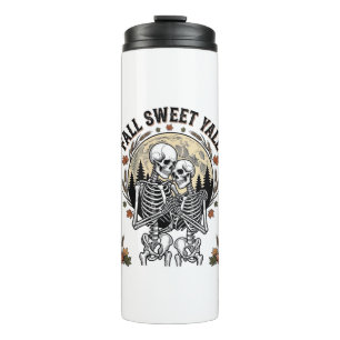 Fall Skeleton Couple Vintage Engraving Autumn Shir Thermal Tumbler