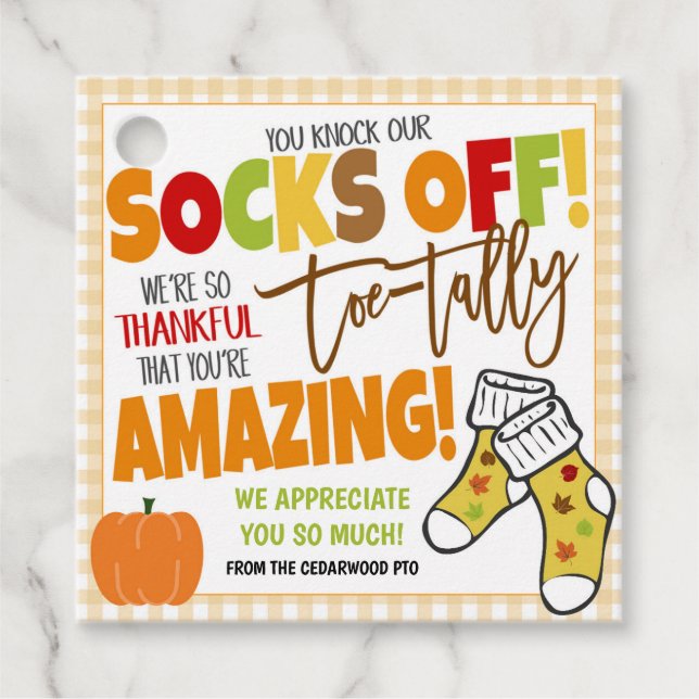 Fall Sock Gift Tags (Front)