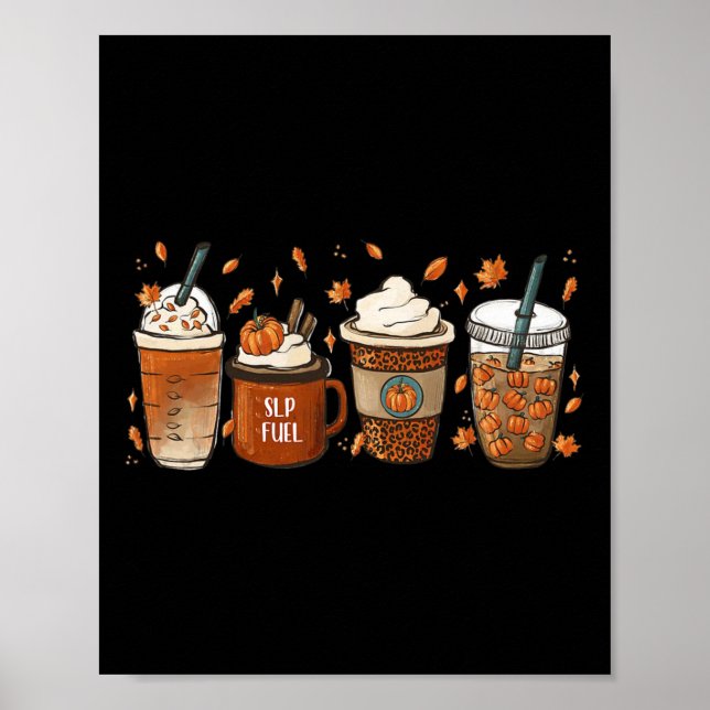 Fall Speech Language Pathologist Coffee Pumpkin Ha Poster (Front)