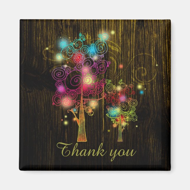 Fall Spiral Trees Wedding Thank You Magnet (Front)