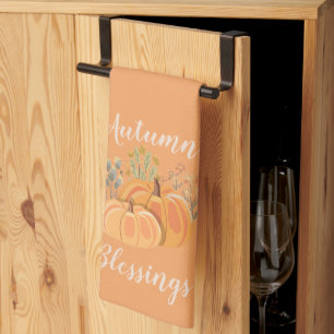 Fall Spirit Rich Pumpkin Spice Autumn Blessings Tea Towel