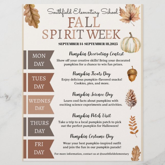 FALL SPIRIT WEEK FLYER (Front)