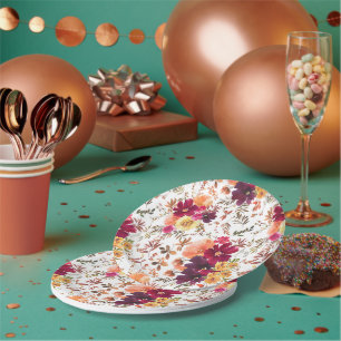 Fall Splendour Floral Baby Shower Paper Plates