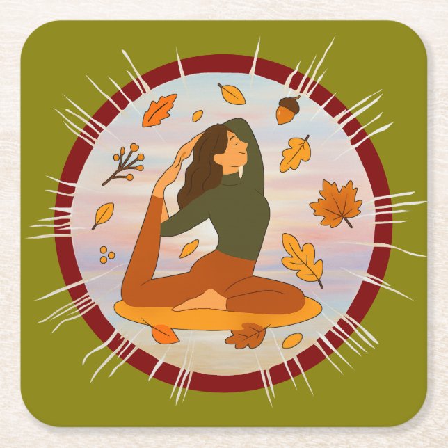 Fall Square Paper Coaster (Front)