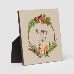 Fall squirrel and nature with customisable text  plaque