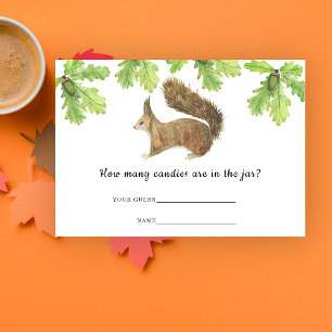 Fall Squirrel How many candies baby shower game Enclosure Card