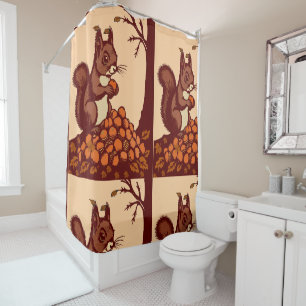 Fall Squirrel Shower Curtain - Bathroom decor