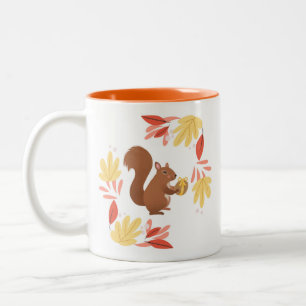 Fall Squirrel Two-Tone Coffee Mug