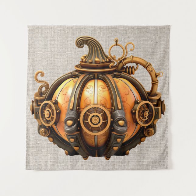 Fall Steampunk Pumpkin Tapestry (Front)