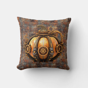 Fall Steampunk Pumpkin Throw Pillow