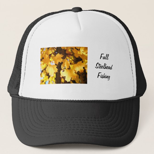 Fall Steelhead Fishing hats Yellow Fall Leaves (Front)