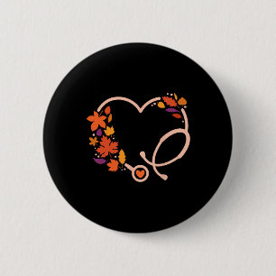 Fall Stethoscope Nurse Thanksgiving Nursing Autumn 6 Cm Round Badge