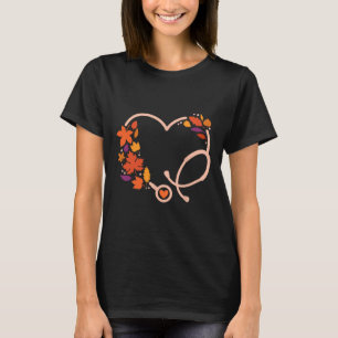Fall Stethoscope Nurse Thanksgiving Nursing Autumn T-Shirt