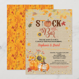Fall stock the bar pumpkin couples housewarming invitation