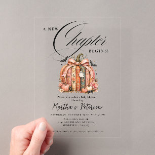 Fall Storybook A New Chapter Begins Baby Shower Acrylic Invitations