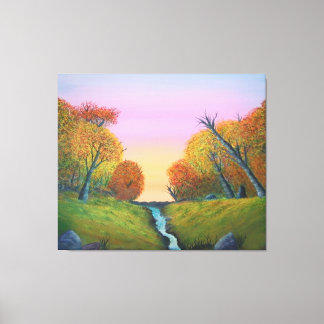 Fall Stream with Trees Korea  Canvas Print