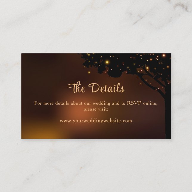 Fall String Light Autumn Wedding Website Enclosure Card (Front)