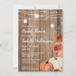 Fall String of Lights & Mason Jar Bridal Shower Invitation