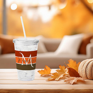 Fall stripes personalised acrylic tumbler