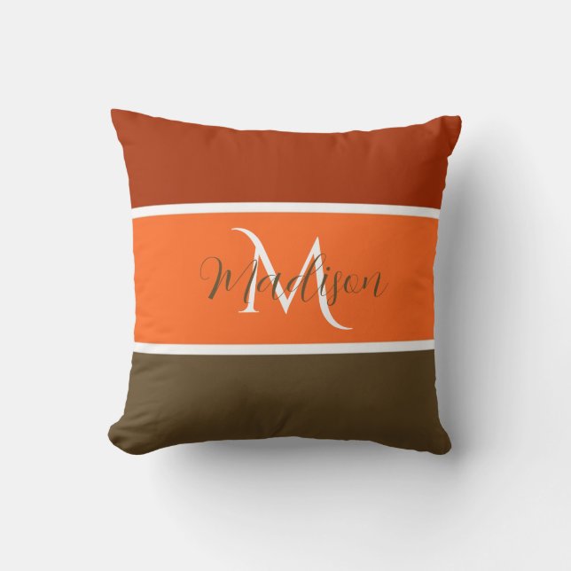 Fall stripes personalised throw pillow (Front)