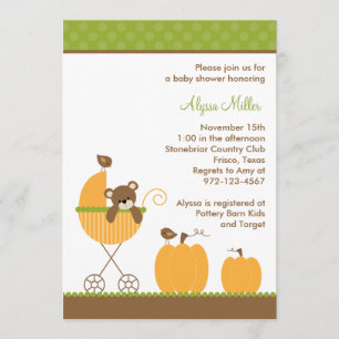 Fall Stroller Baby Shower Invitations