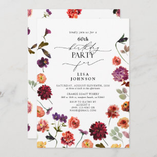Fall Summer Garden Burnt Orange 60th Birthday Invitation