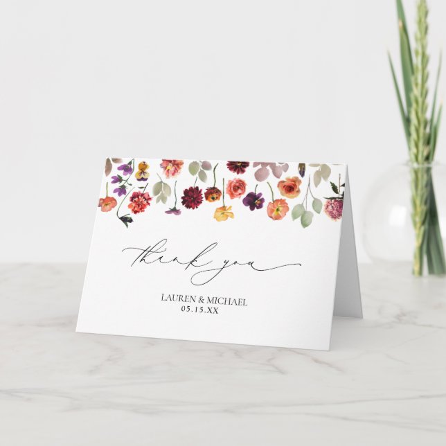 Fall Summer Garden Burnt Orange Photo Thank You Card (Front)