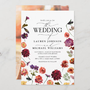 Fall Summer Garden Burnt Orange Photo Wedding Invitation