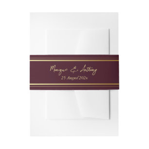 Fall summer wedding burgundy  invitation belly band