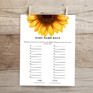 Fall Sunflower Baby Name Race Baby Shower Game