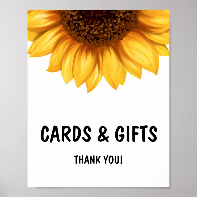 Fall Sunflower Baby Shower Cards and Gifts Sign  (Front)
