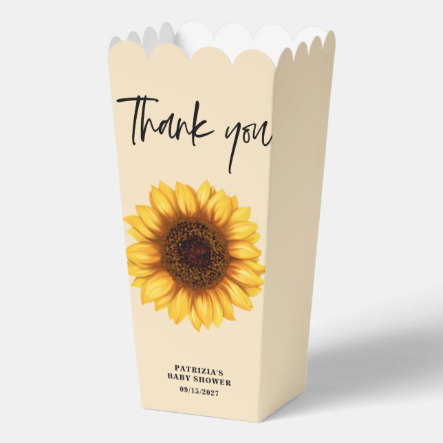 Fall Sunflower Baby Shower Favour Box (Front)