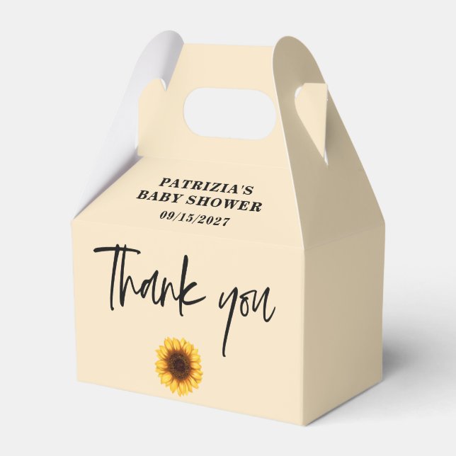 Fall Sunflower Baby Shower Favour Box (Front Side)