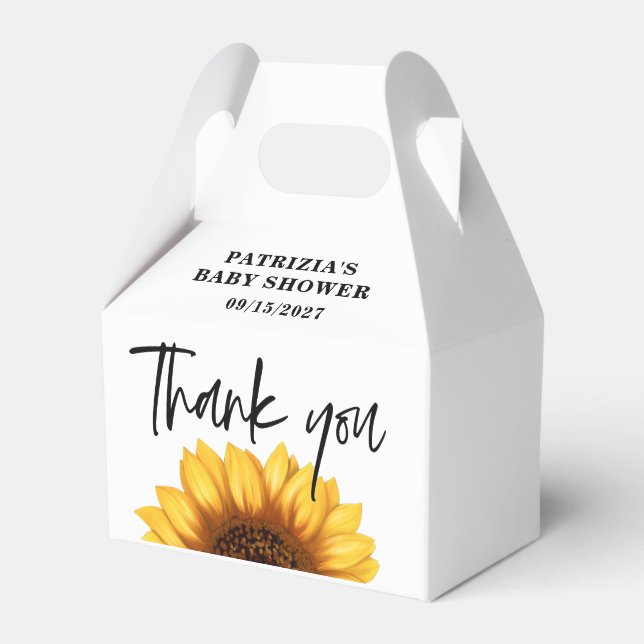 Fall Sunflower Baby Shower Favour Box (Front Side)
