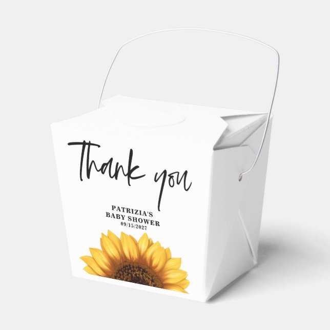 Fall Sunflower Baby Shower Favour Box (Front Side)