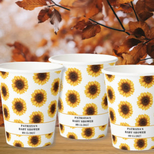 Fall Sunflower Baby Shower Paper Cups
