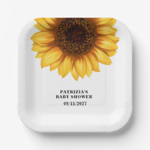 Fall Sunflower Baby Shower Paper Plate