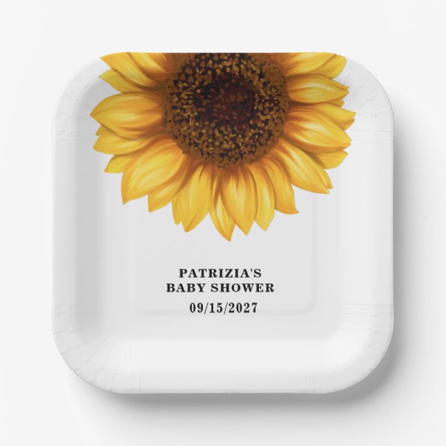 Fall Sunflower Baby Shower Paper Plate (Front)