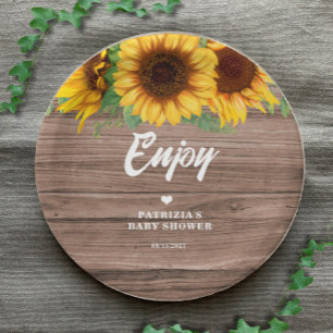 Fall Sunflower Baby Shower Paper Plate