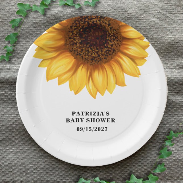 Fall Sunflower Baby Shower Paper Plate (Creator Uploaded)