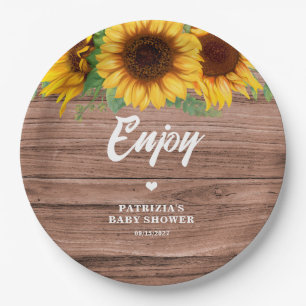 Fall Sunflower Baby Shower Paper Plate