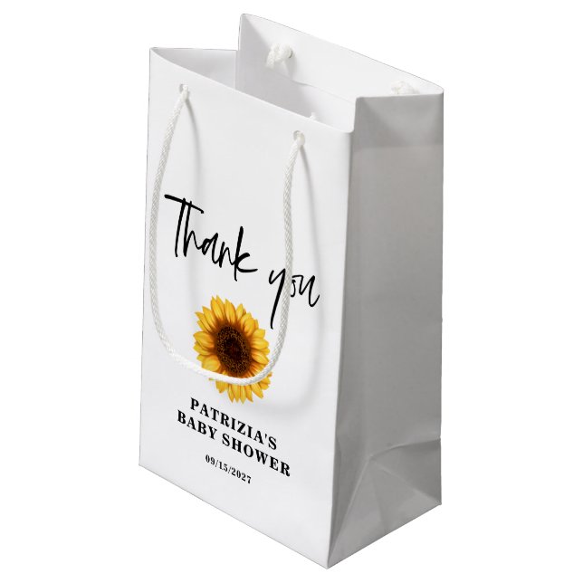Fall Sunflower Baby Shower Small Gift Bag (Back Angled)