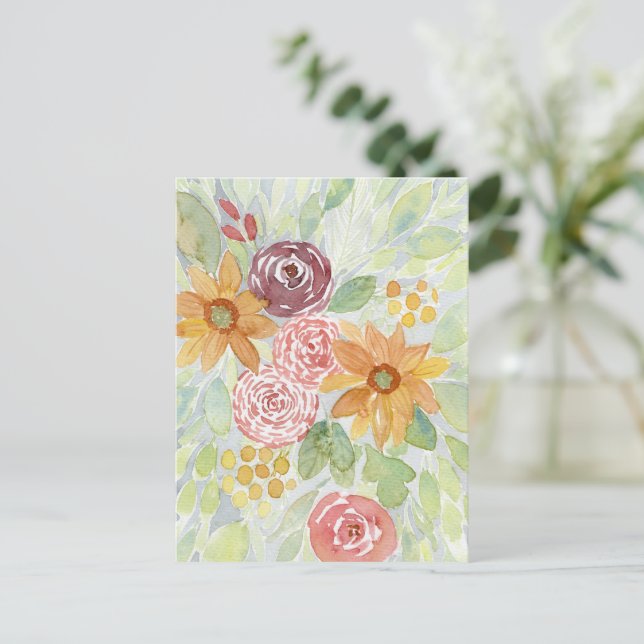 Fall Sunflower Bouquet  Postcard (Standing Front)