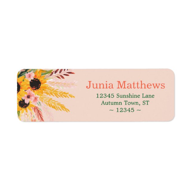 Fall Sunflower Bouquet Return Address Labels (Front)