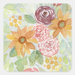 Fall Sunflower Bouquet  Square Sticker