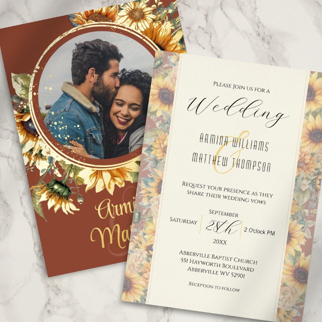Fall Sunflower Burnt Orange Custom Photo Wedding (Creator Uploaded)