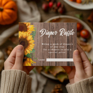 Fall Sunflower   Diaper Rafle  Baby Shower  Enclosure Card